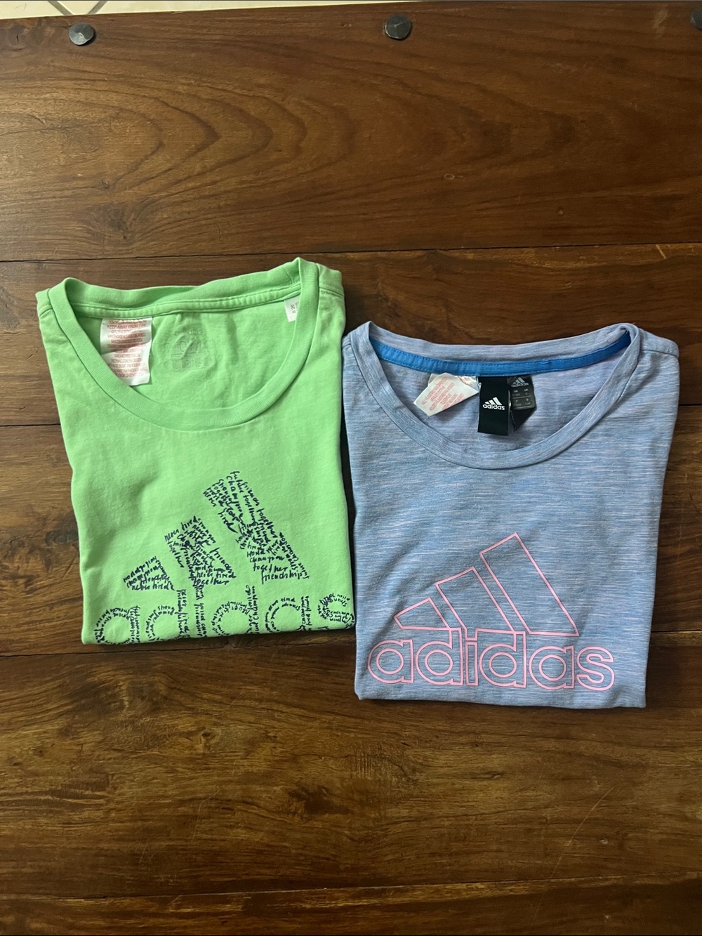 adidas Kids Logo Tee Set — Lime Green & Heather Blue